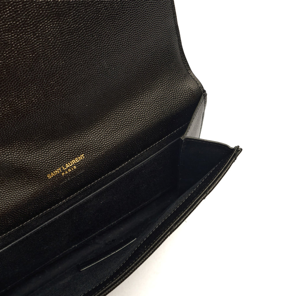 Saint Laurent Clutch Envelope Flap Pouch in Black, Calfskin Leather — Alternate View 7