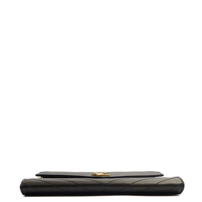 Saint Laurent Clutch Envelope Flap Pouch in Black, Calfskin Leather — Top View