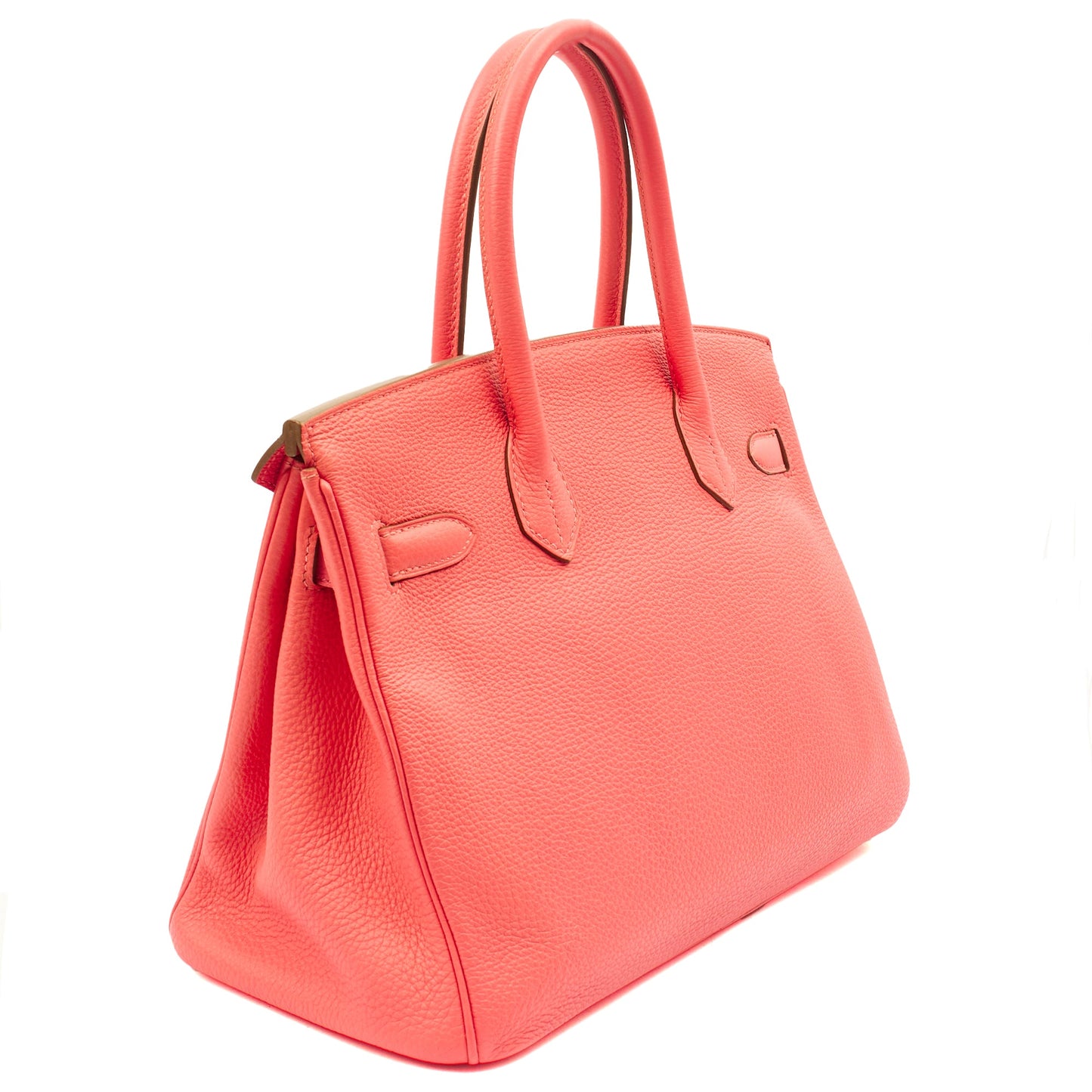 Hermes Tote Birkin 30 in Rose Lipstick, Togo Leather — Side View