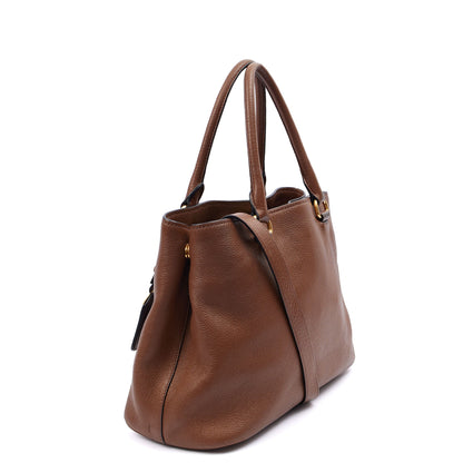Prada Cross Body Tote in Brown, Leather — Side View