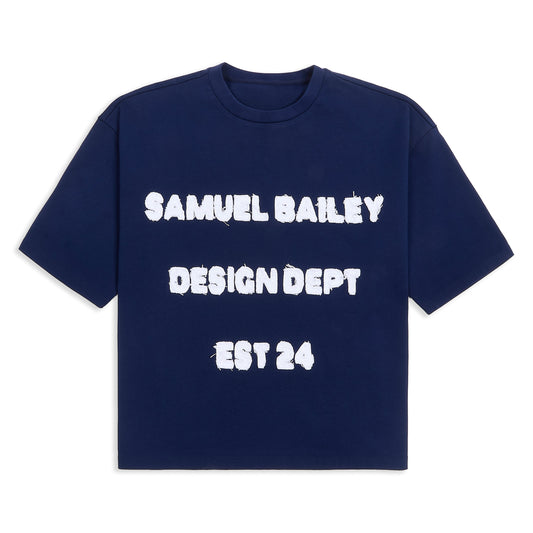 Samuel Bailey Navy Design Dept Tee — S — Front View