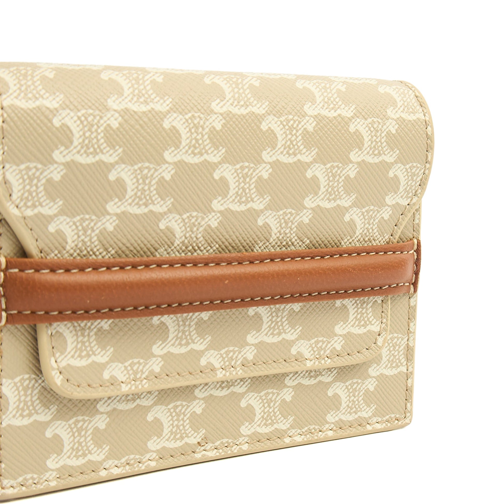 Celine Wallet in Brown, Box Calfskin — Detail View