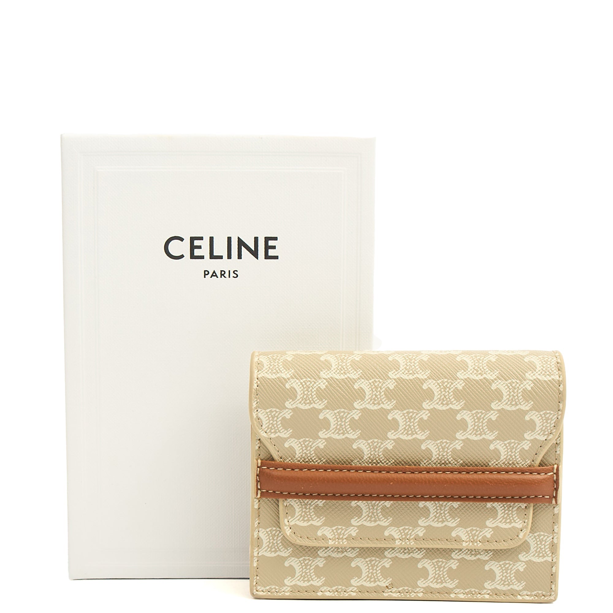 Celine Wallet in Brown, Box Calfskin — Lifestyle View