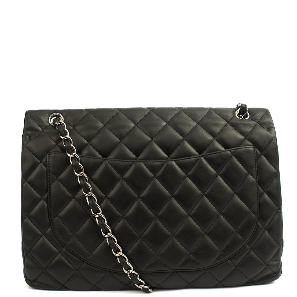 Chanel Shoulder Bag Classic Single Flap - Maxi in Black, Lambskin Leather — Top View