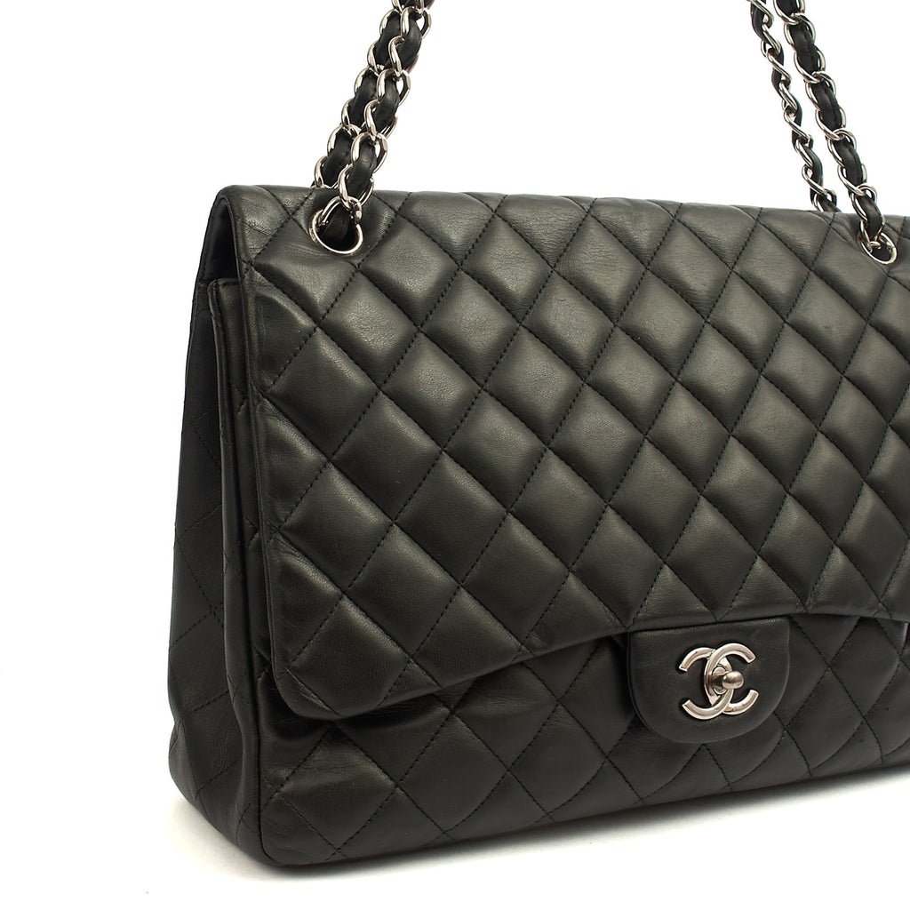 Chanel Shoulder Bag Classic Single Flap - Maxi in Black, Lambskin Leather — Alternate View 8
