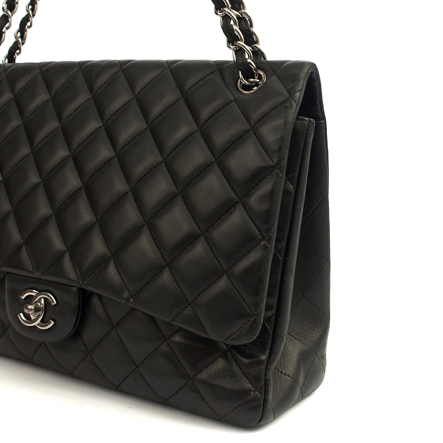 Chanel Shoulder Bag Classic Single Flap - Maxi in Black, Lambskin Leather — Alternate View 9