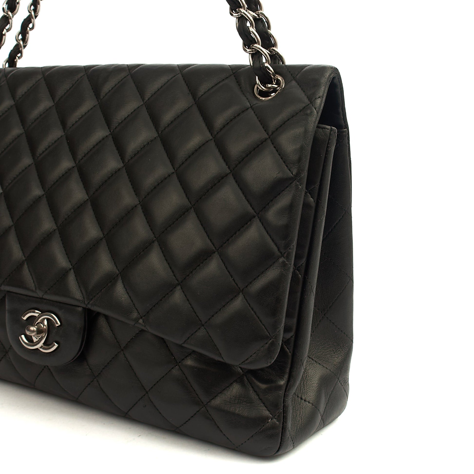 Chanel Shoulder Bag Classic Single Flap - Maxi in Black, Lambskin Leather — Alternate View 9
