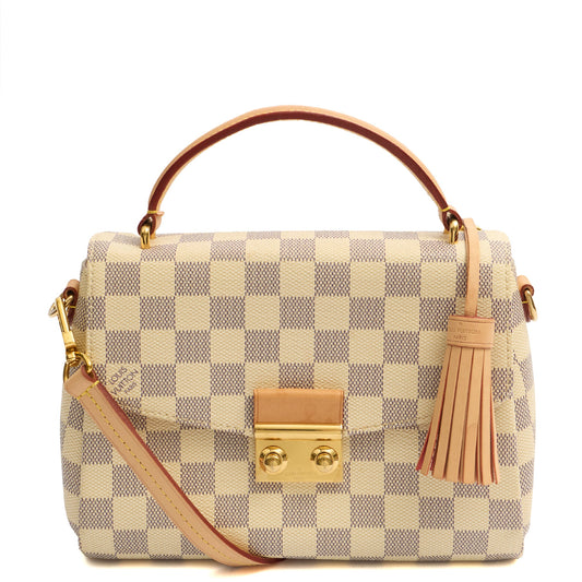Louis Vuitton Top Handle Croisette in Damier Azur, Canvas — Front View