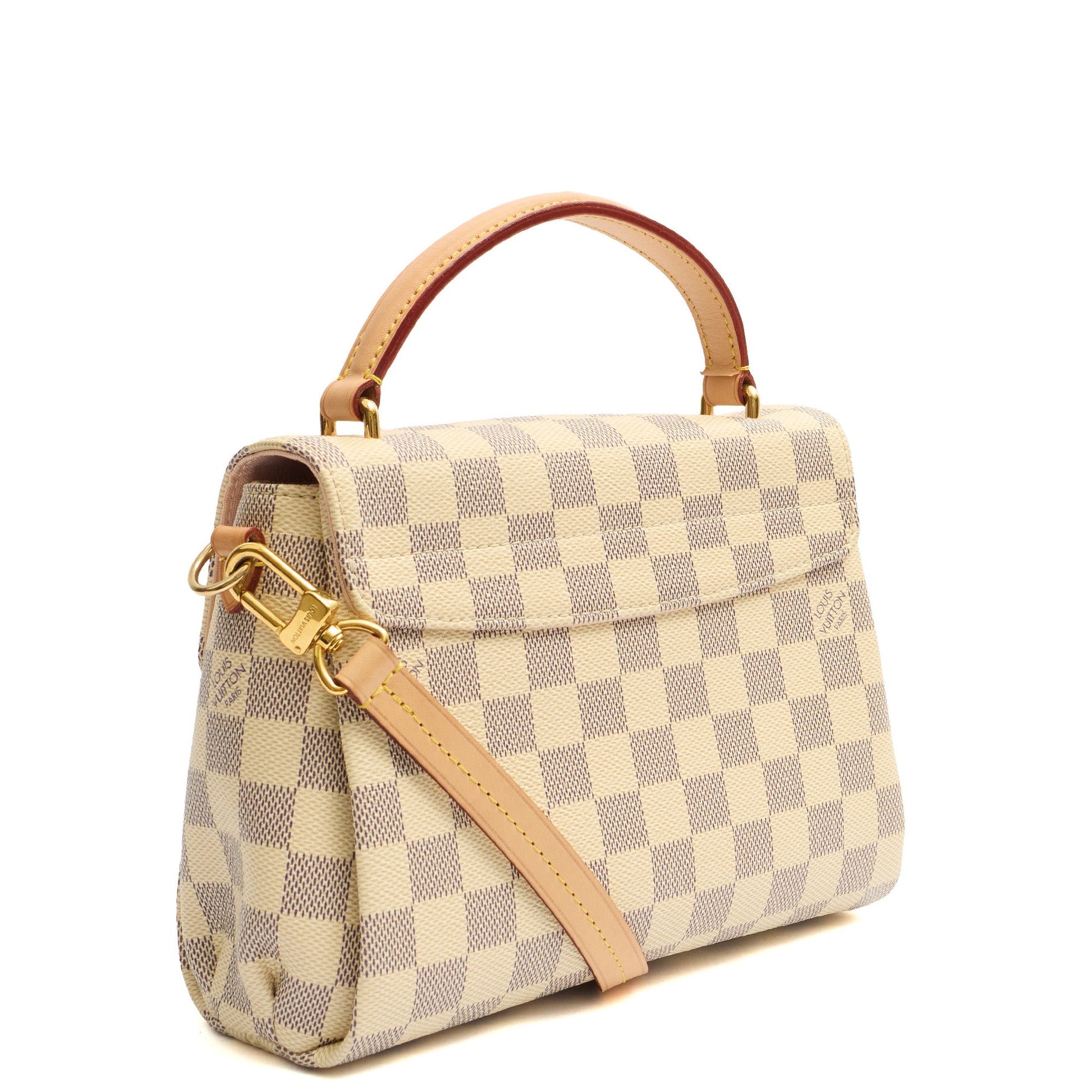 Louis Vuitton Top Handle Croisette in Damier Azur, Canvas — Side View