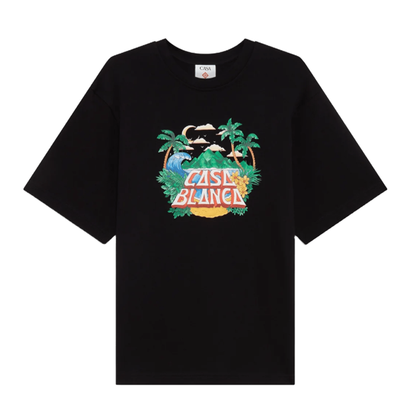 Casablanca Casa Beach Wave T-Shirt 'Black' — XXS — Front View