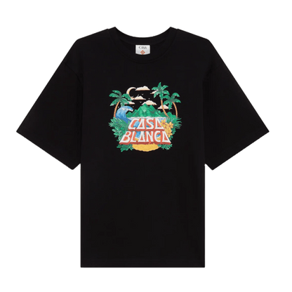 Casablanca Casa Beach Wave T-Shirt 'Black' — XXS — Front View