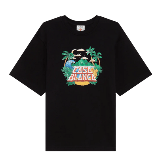 Casablanca Casa Beach Wave T-Shirt 'Black' — XXS — Front View