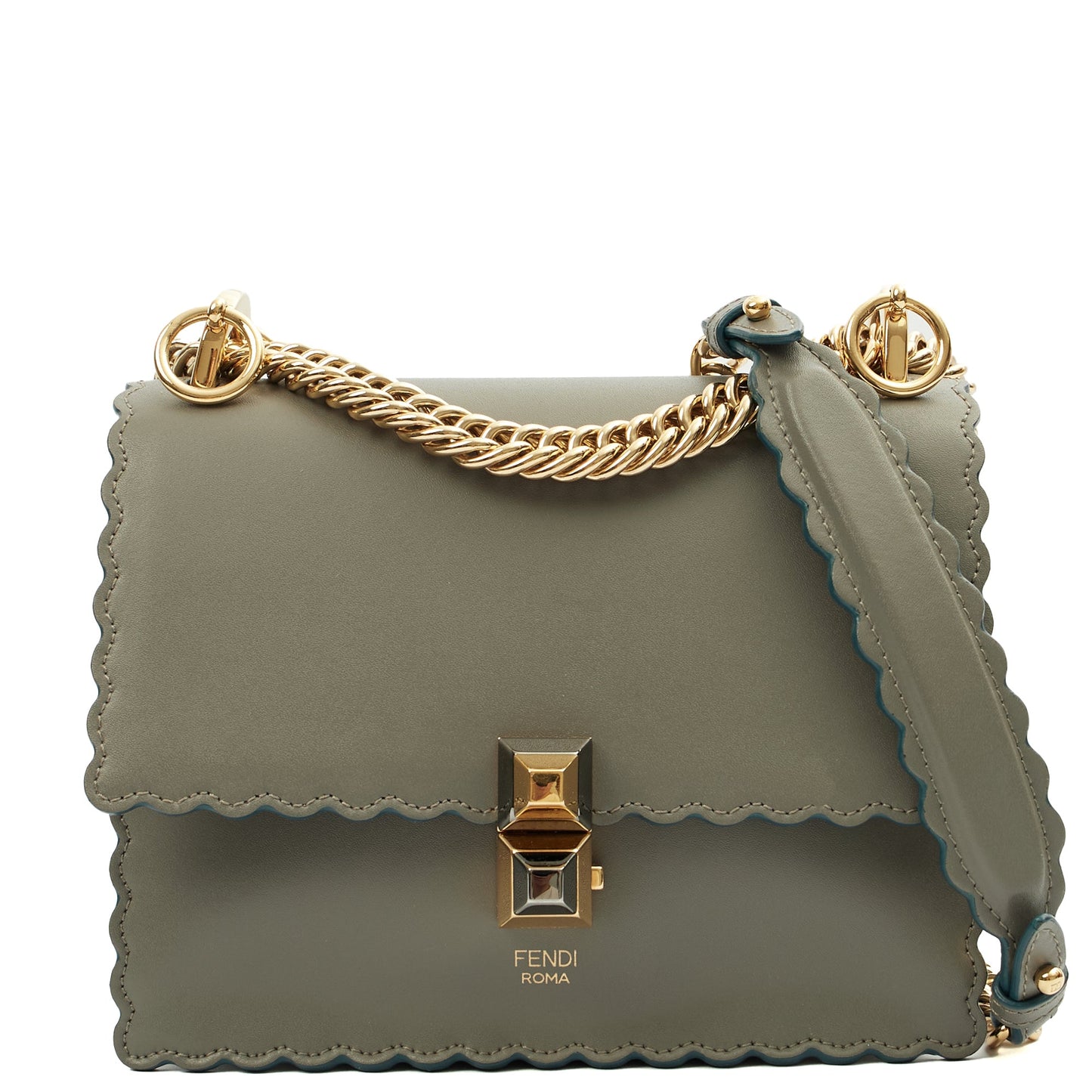 Fendi Cross Body Kan I - Small in Blue, Leather — Front View