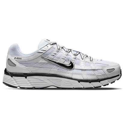 Nike P-6000 'White Metallic Silver Black' — UK 3 | EU 35.5 | US 3.5 — Side View