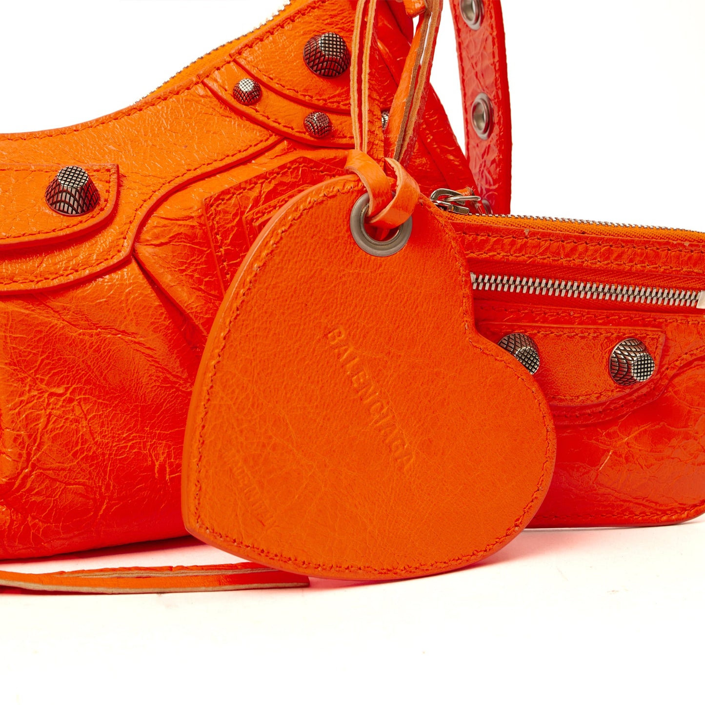 Balenciaga Shoulder Bag Le Cagole S in Orange, Leather — Detail View
