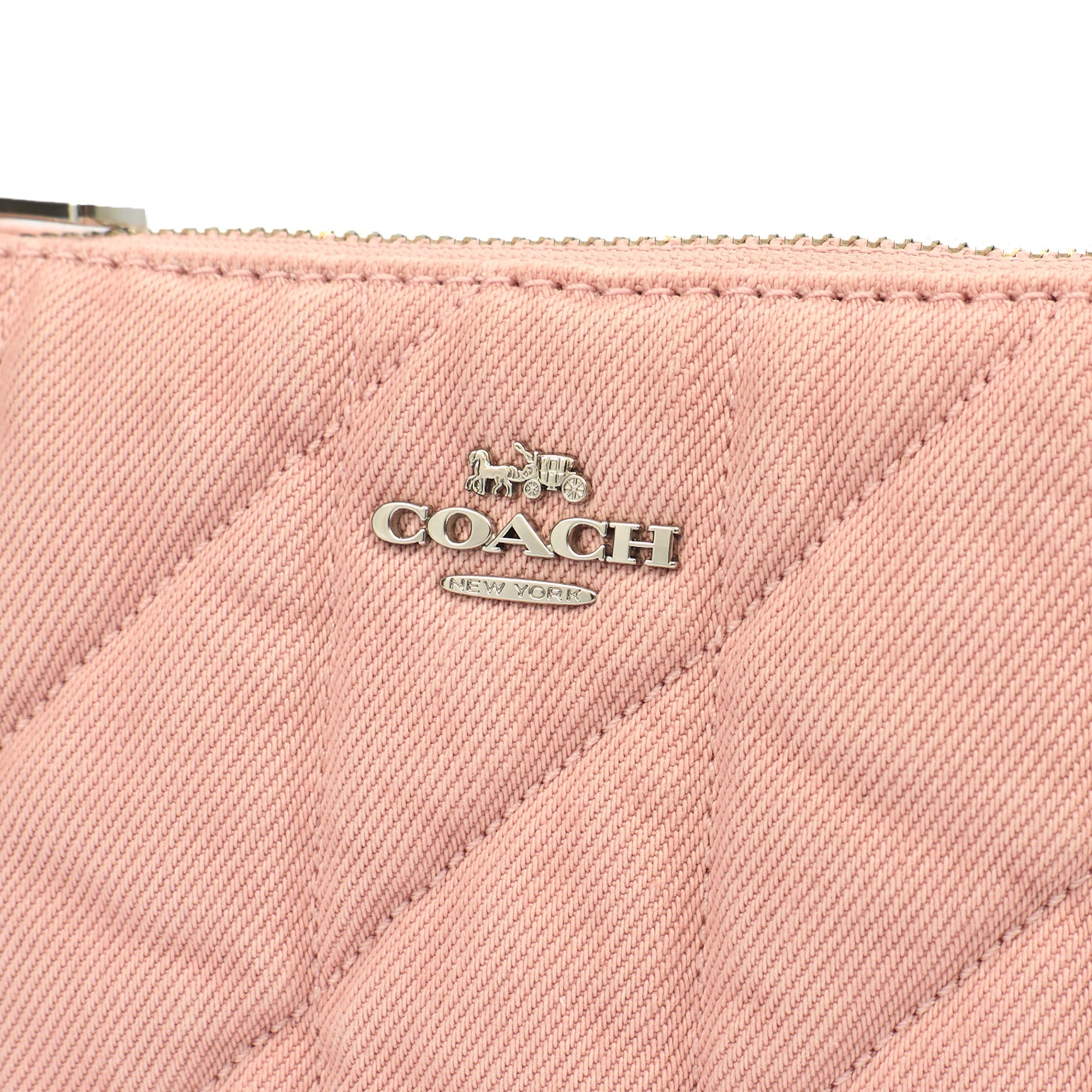 Coach Shoulder Bag Teri Shoulder Bag Woven in Pink, Fabric — Side View