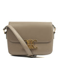 Celine Cross Body Triomphe - Mini in Grey, Box Calfskin — Front View