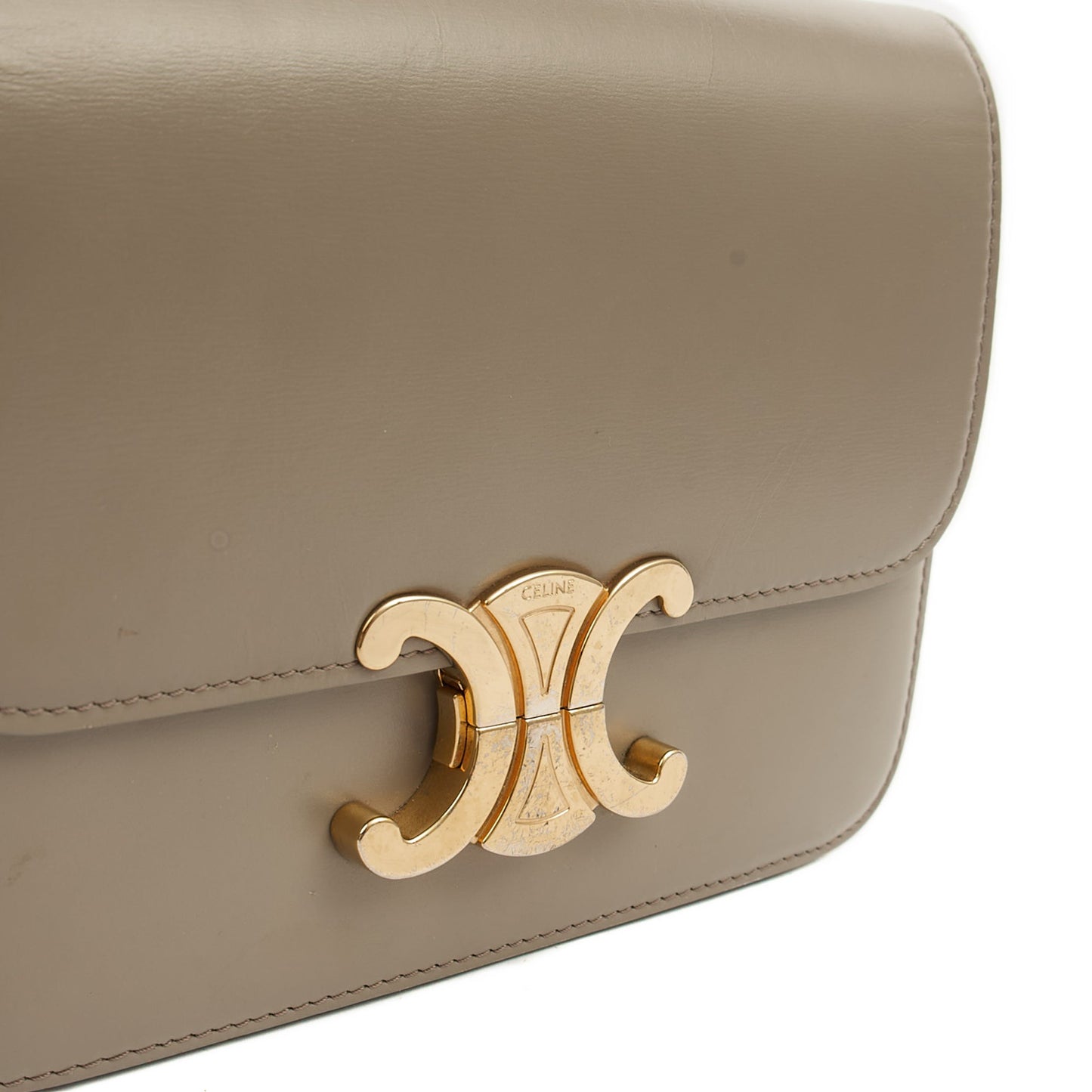 Celine Cross Body Triomphe - Mini in Grey, Box Calfskin — Lifestyle View