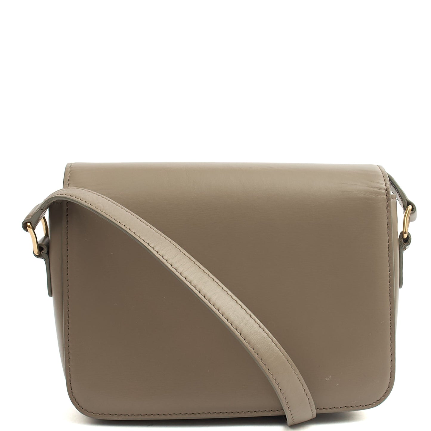 Celine Cross Body Triomphe - Mini in Grey, Box Calfskin — Back View