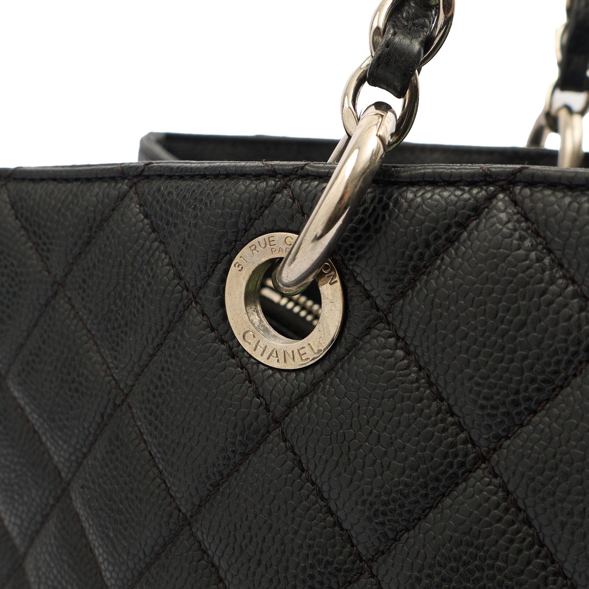 Chanel Tote Grand Shopping Tote XL in Black, Caviar Leather — Alternate View 24