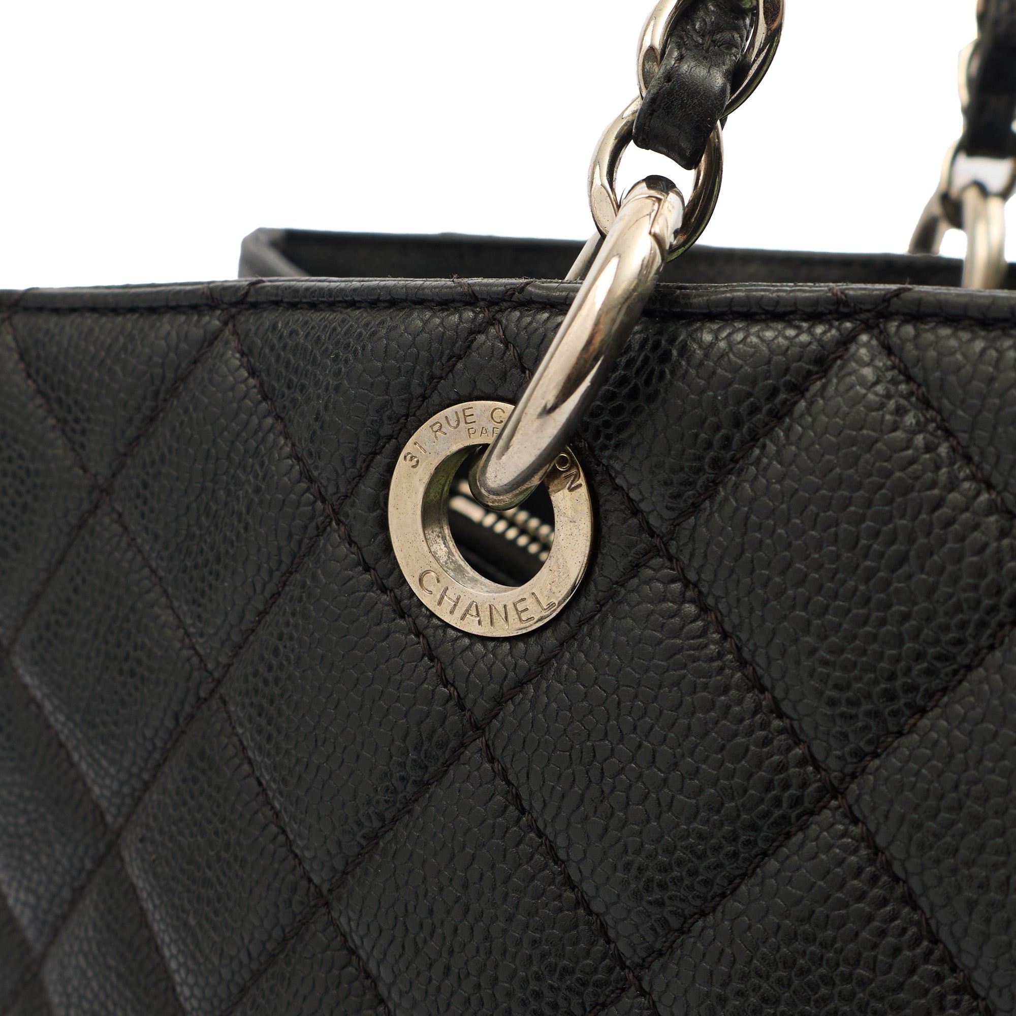 Chanel Tote Grand Shopping Tote XL in Black, Caviar Leather — Alternate View 24