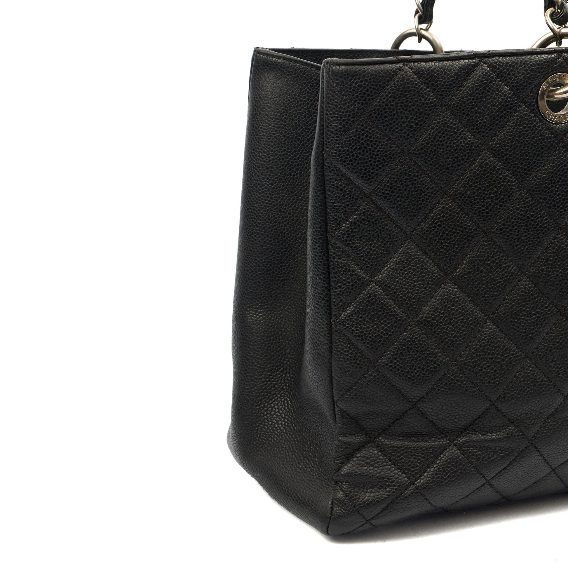 Chanel Tote Grand Shopping Tote XL in Black, Caviar Leather — Alternate View 16