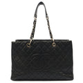 Chanel Tote Grand Shopping Tote XL in Black, Caviar Leather — Front View