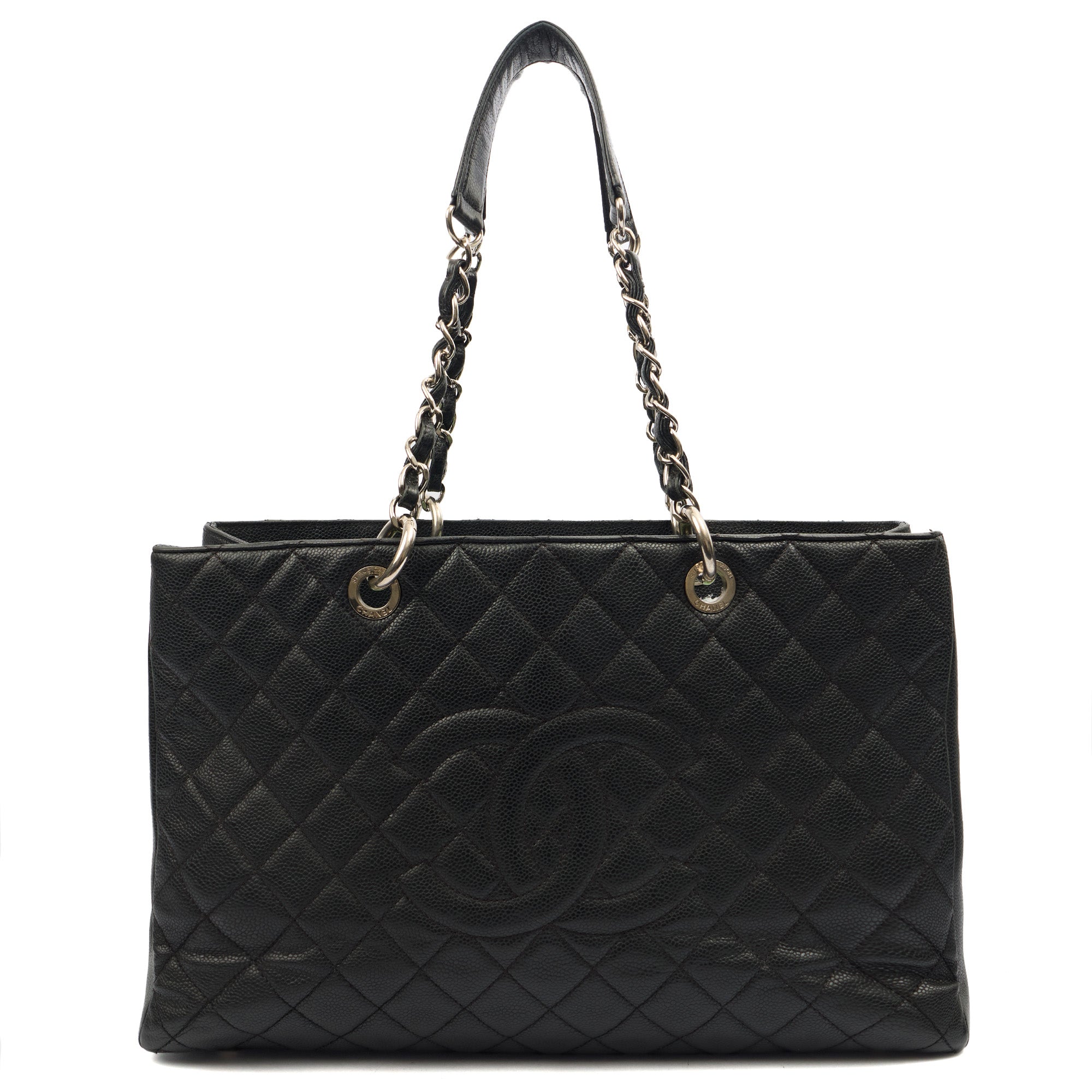 Chanel Tote Grand Shopping Tote XL in Black, Caviar Leather — Alternate View 19