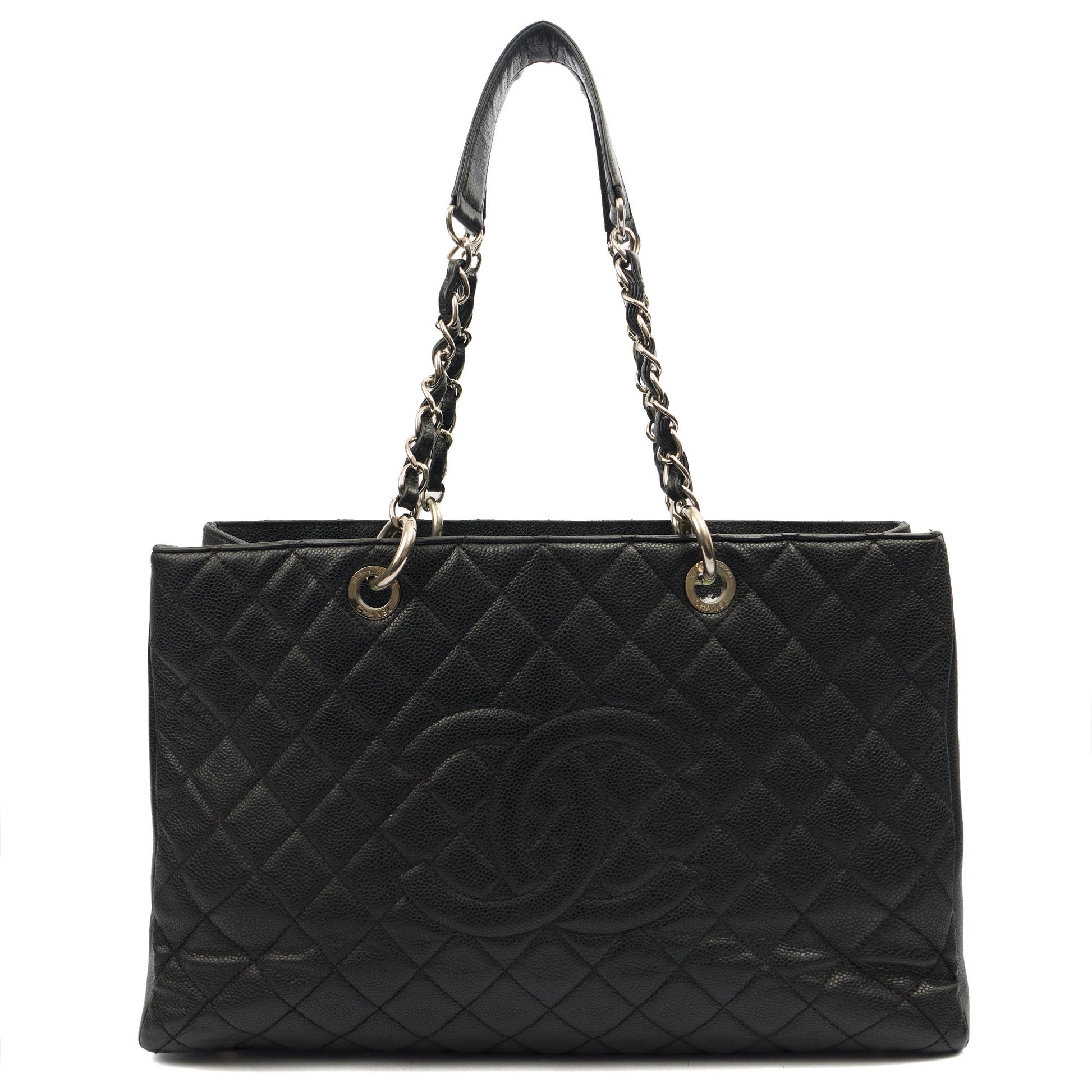 Chanel Tote Grand Shopping Tote XL in Black, Caviar Leather — Alternate View 10