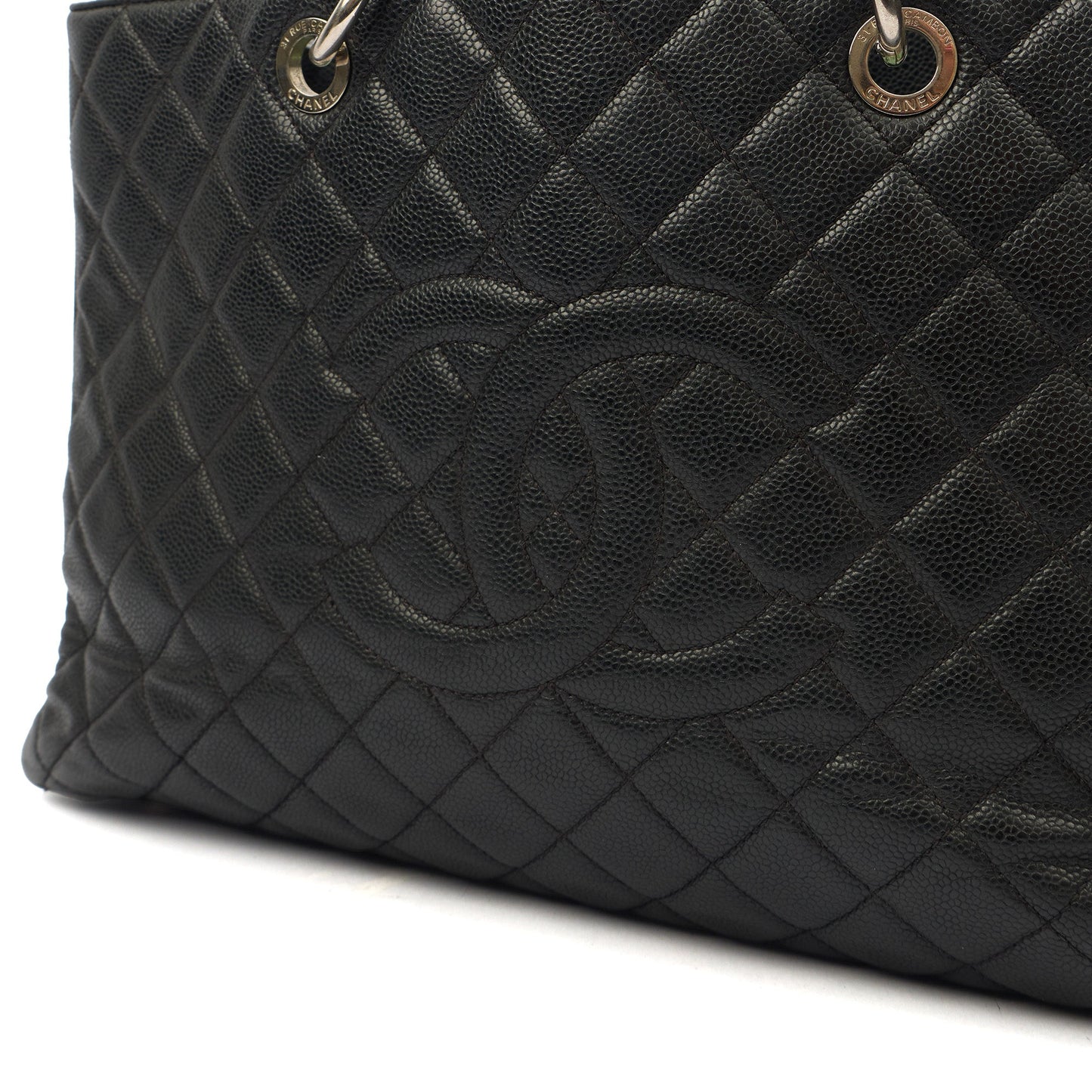 Chanel Tote Grand Shopping Tote XL in Black, Caviar Leather — Alternate View 17