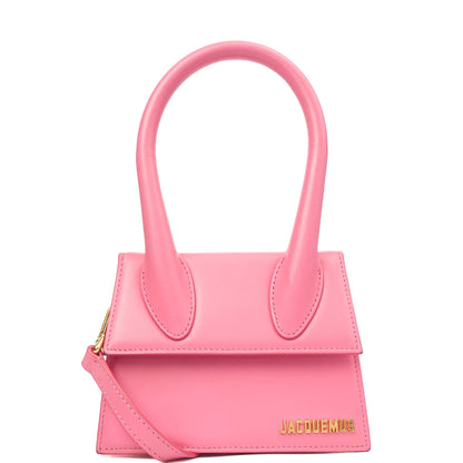 Jacquemus Top Handle Le Chiquito in Pink, Leather — Front View