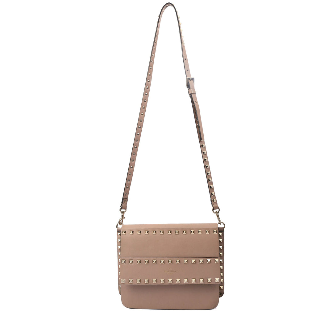 Valentino Cross Body Rockstud Camera Bag in Pink, Leather — Top View