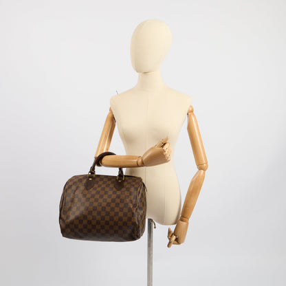 Louis Vuitton Top Handle Speedy 30 in Damier Ebene, Canvas — Side View