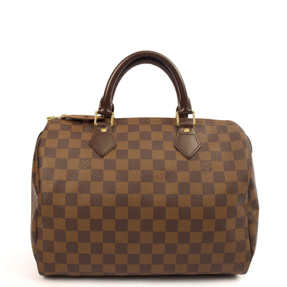 Louis Vuitton Top Handle Speedy 30 in Damier Ebene, Canvas — Front View