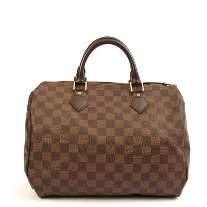Louis Vuitton Top Handle Speedy 30 in Damier Ebene, Canvas — Top View