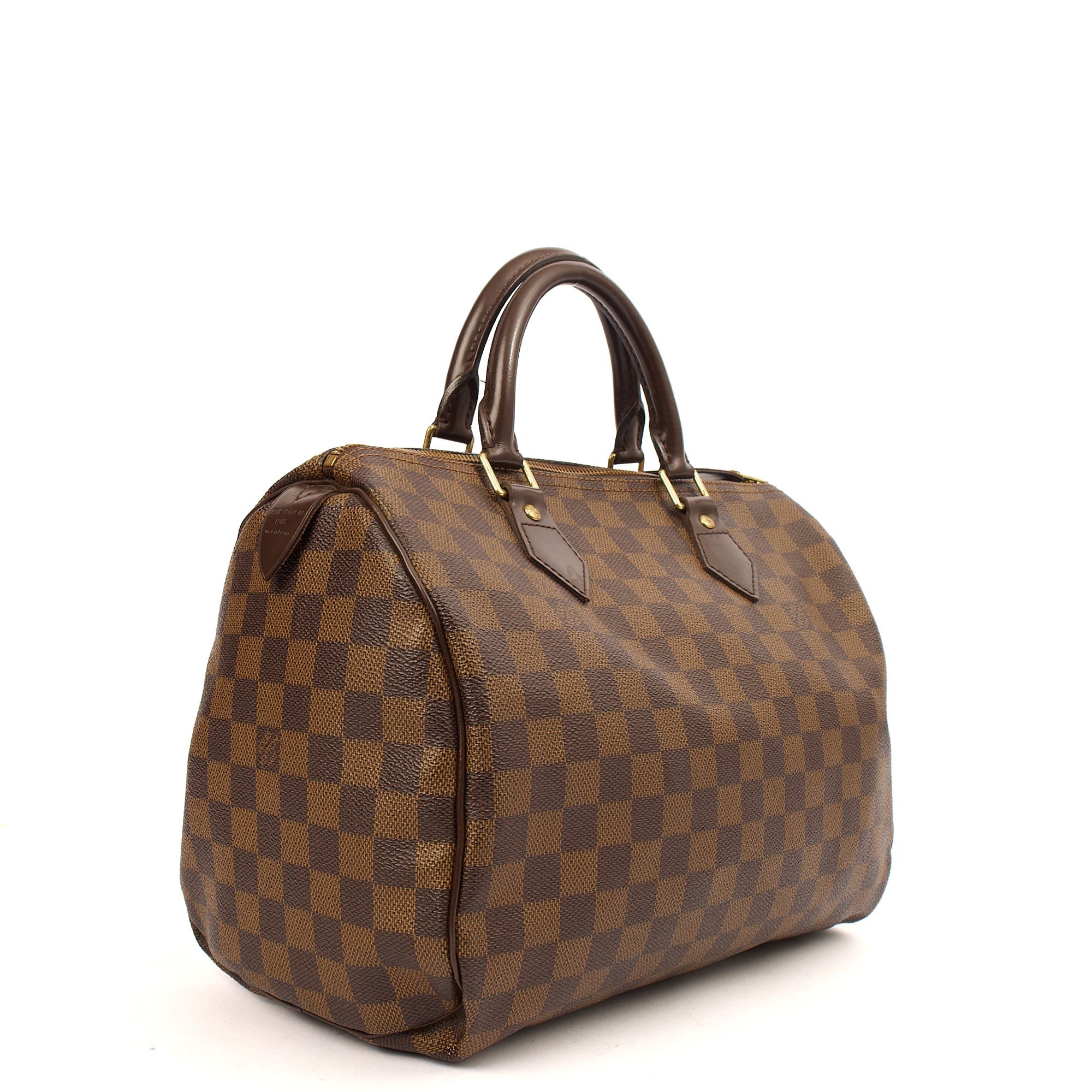 Louis Vuitton Top Handle Speedy 30 in Damier Ebene, Canvas — Back View