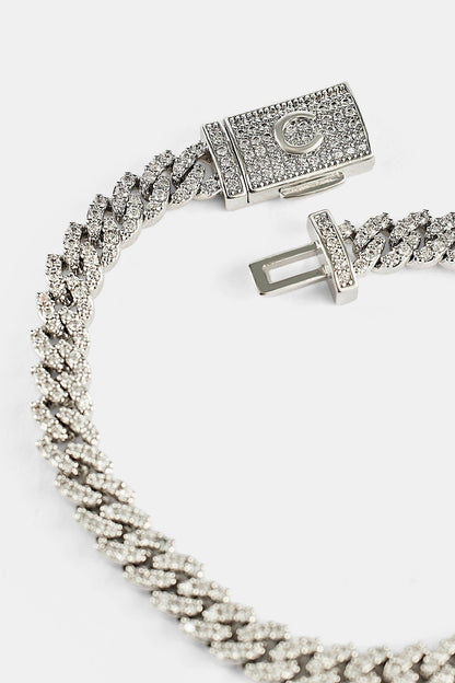 Cernucci Iced Cuban Link Bracelet - 5mm - White — 6" — Side View