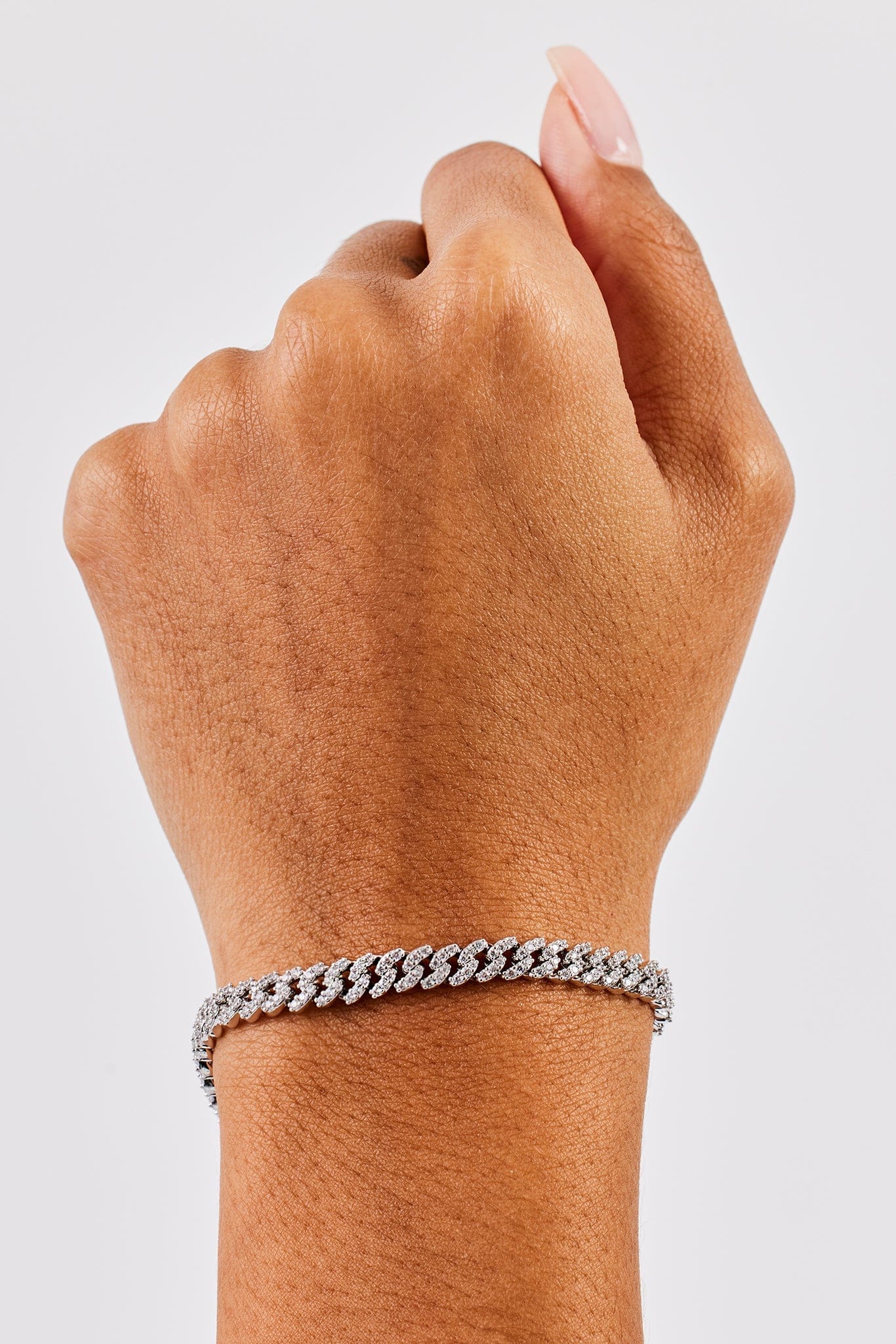 Cernucci Iced Cuban Link Bracelet - 5mm - White — 6" — Back View
