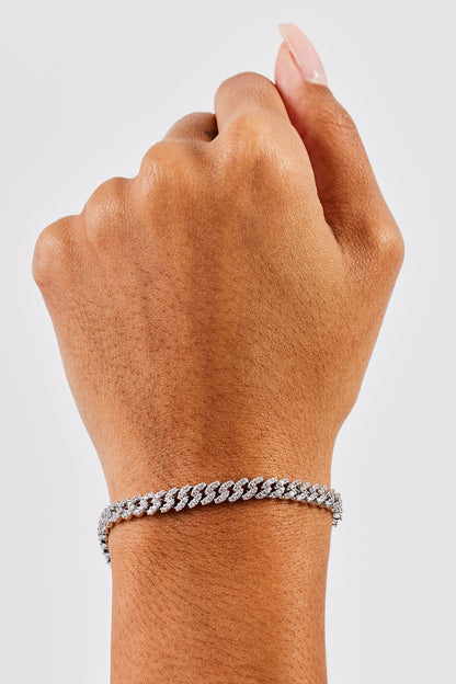 Cernucci Iced Cuban Link Bracelet - 5mm - White — 6" — Back View