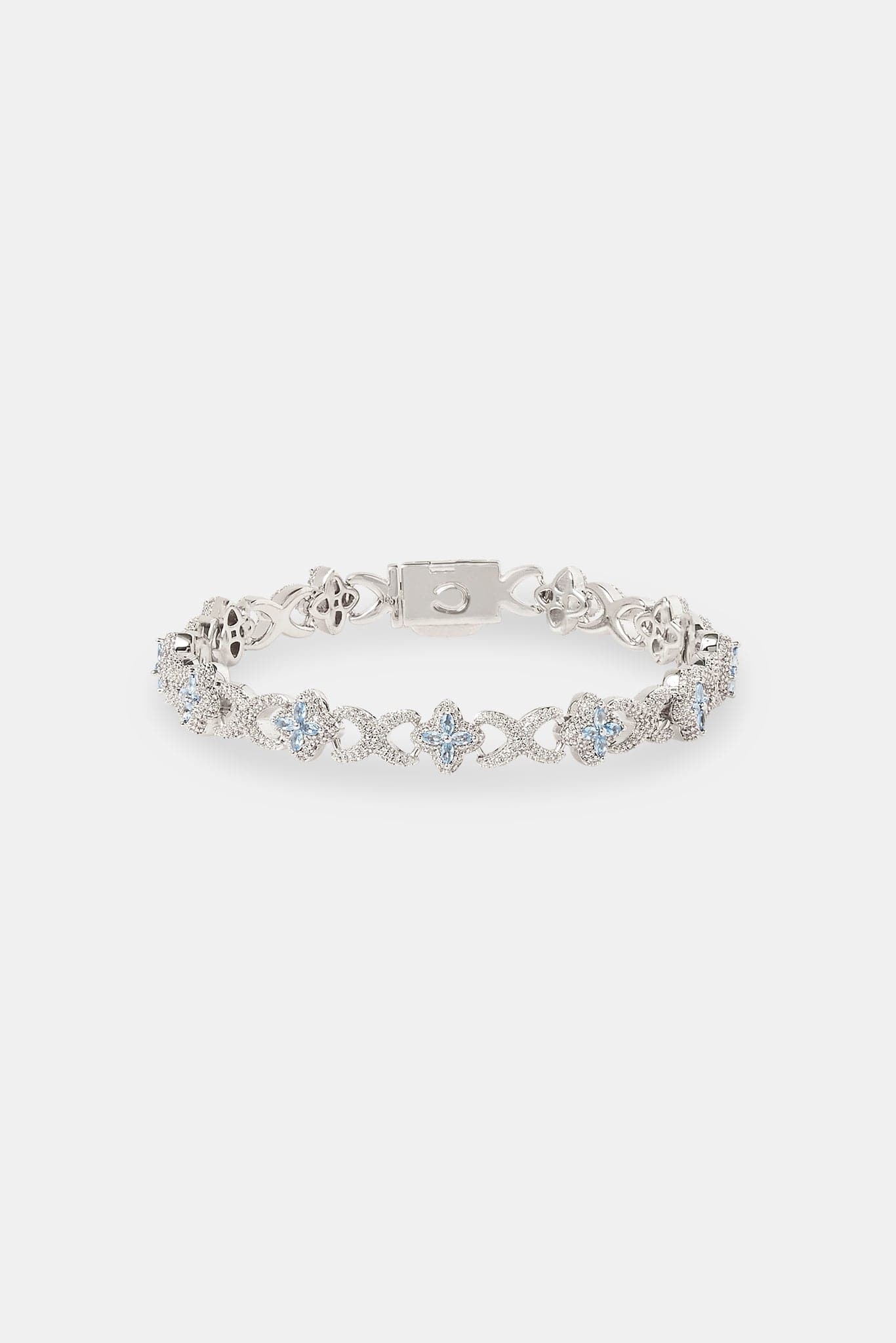 Cernucci Iced Blue Baguette Motif Infinity Bracelet - 10mm — 7" — Side View