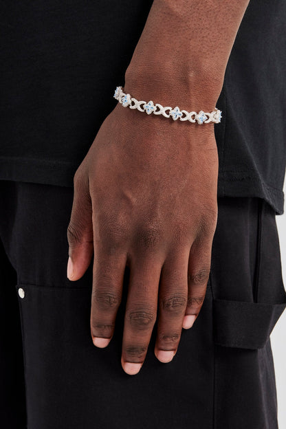 Cernucci Iced Blue Baguette Motif Infinity Bracelet - 10mm — 7" — Front View