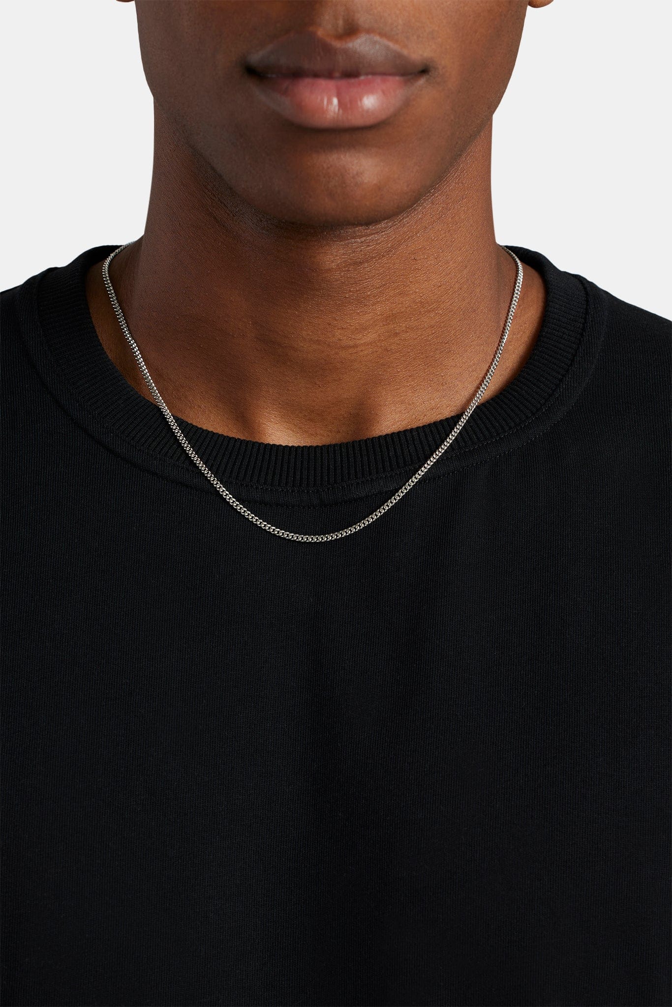 Cernucci Micro Cuban Chain - 2.5mm - White — 16" — Front View