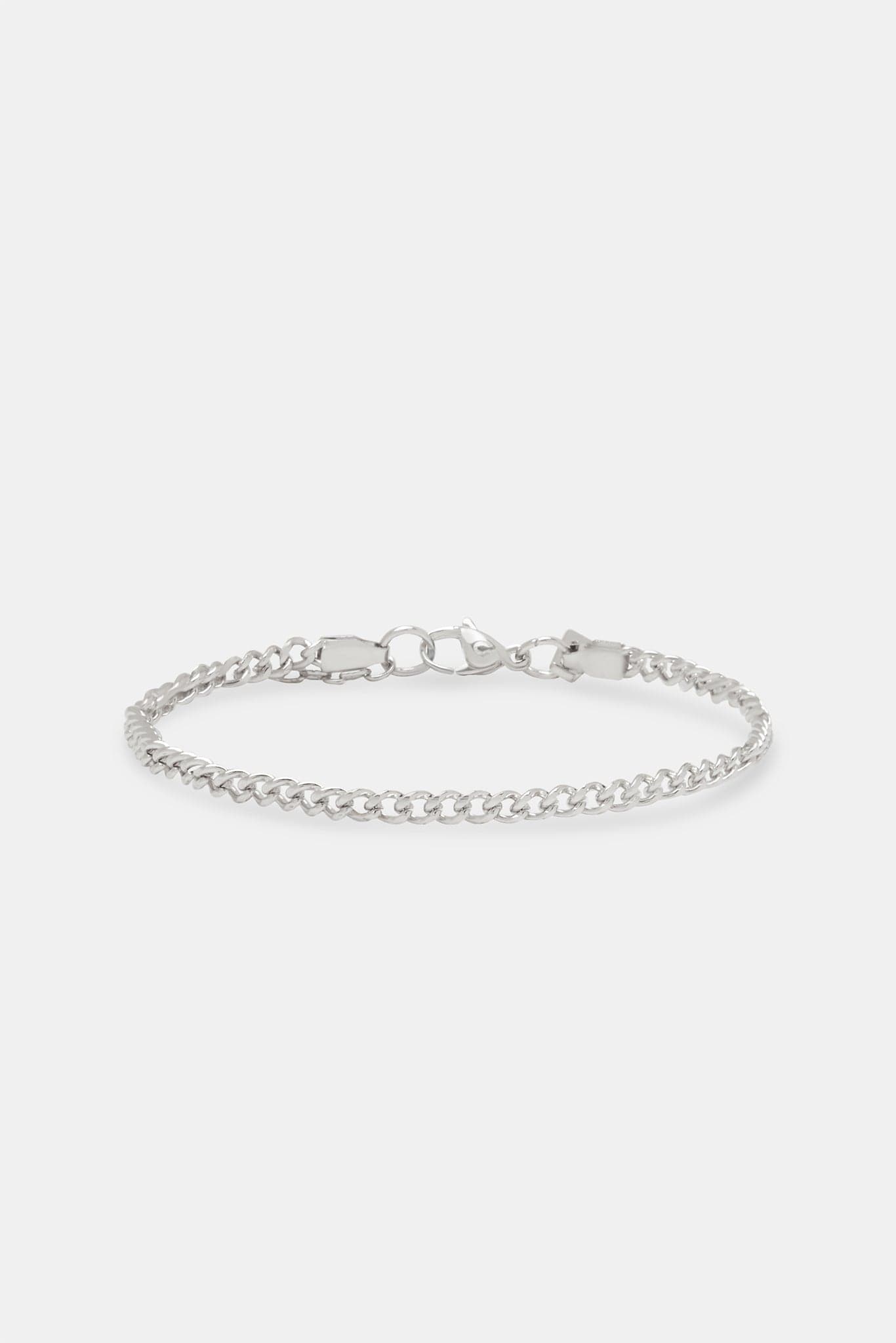 Cernucci Mens Micro Cuban Bracelet - 3mm - White — 7" — Side View