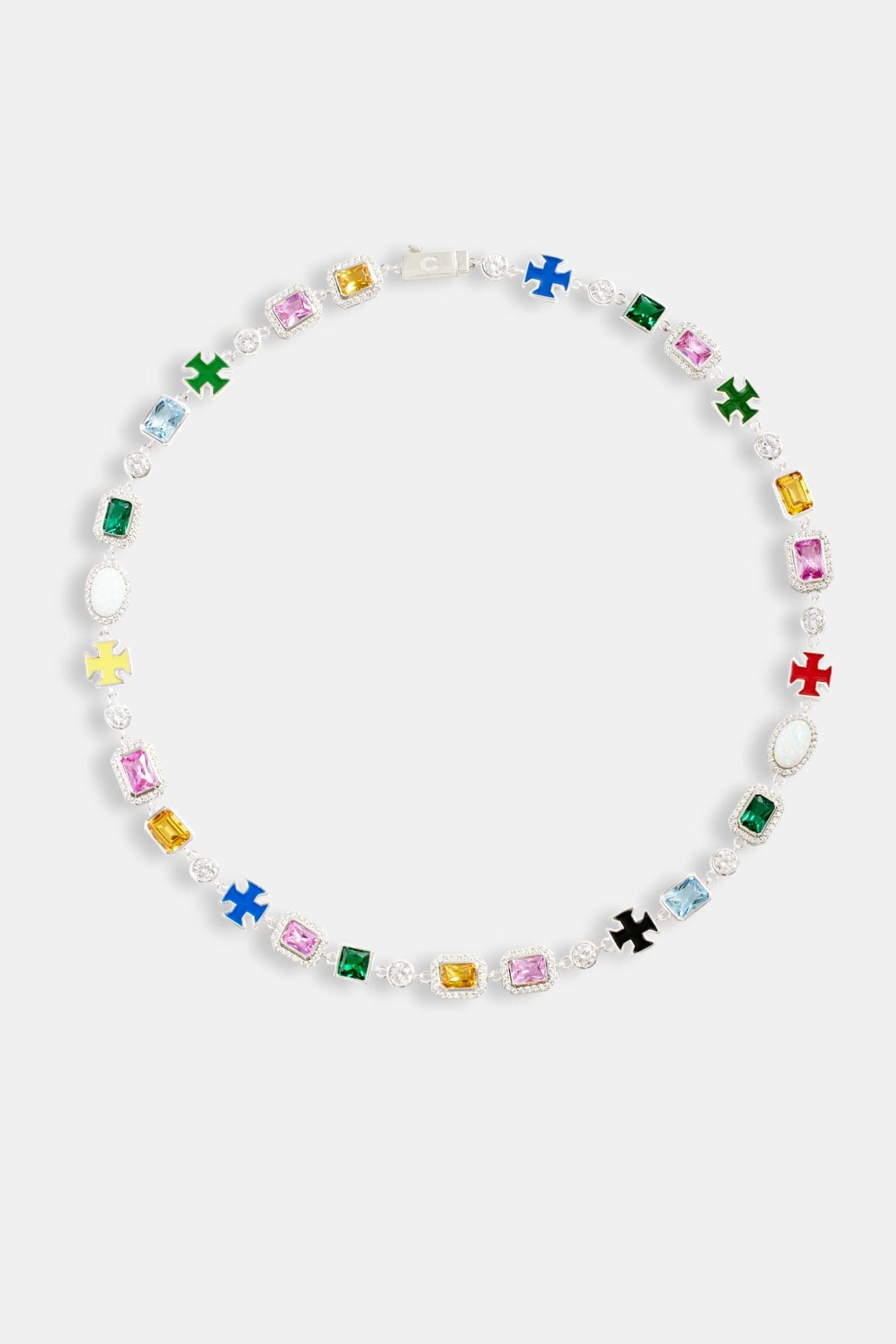Cernucci Multi Gemstone Motif Necklace - 10mm — 16" — Top View