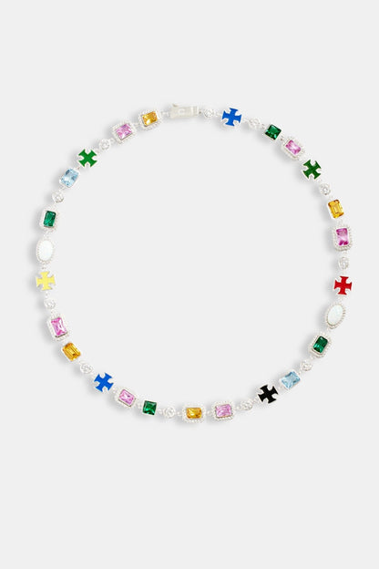 Cernucci Multi Gemstone Motif Necklace - 10mm — 16" — Top View