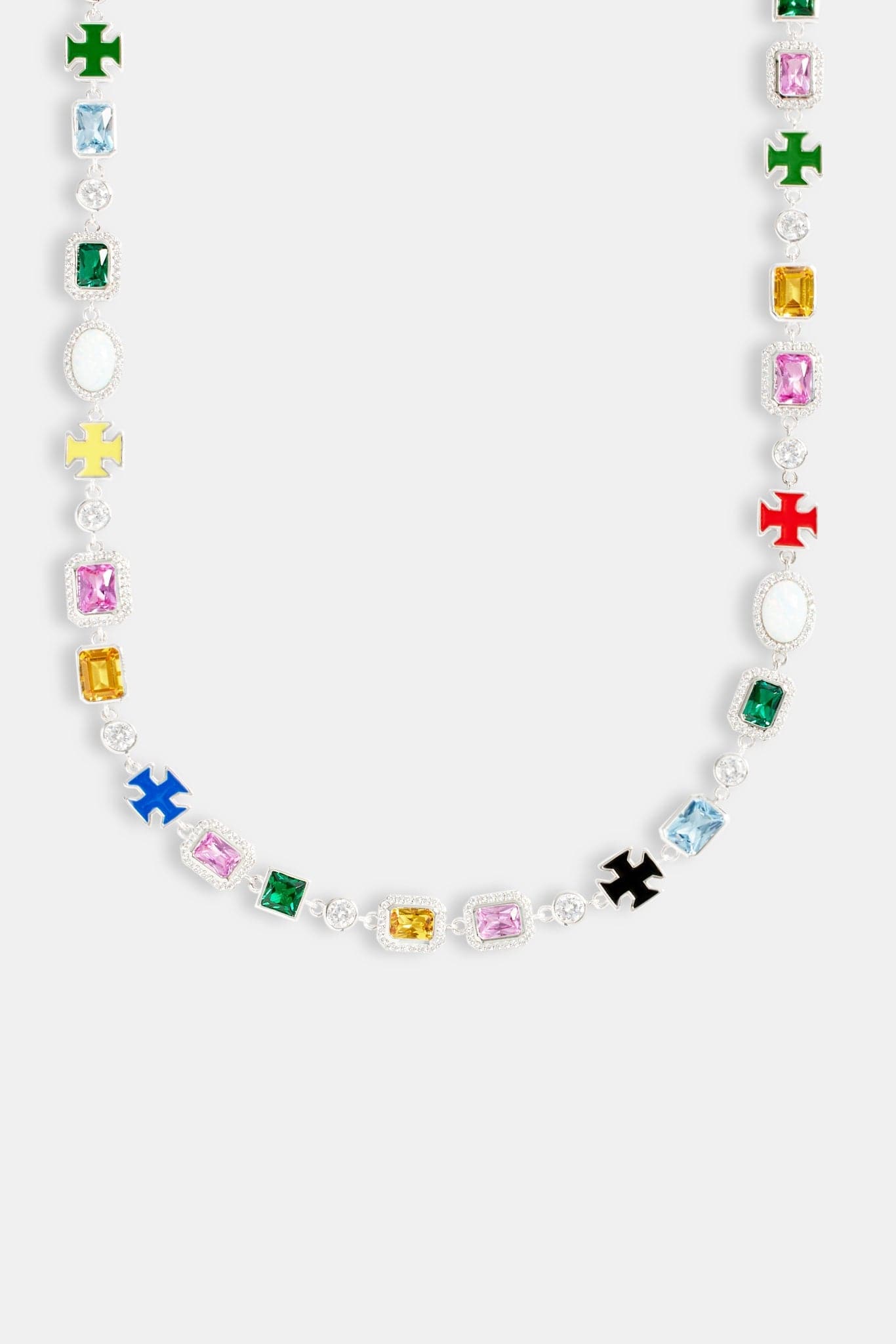 Cernucci Multi Gemstone Motif Necklace - 10mm — 16" — Side View