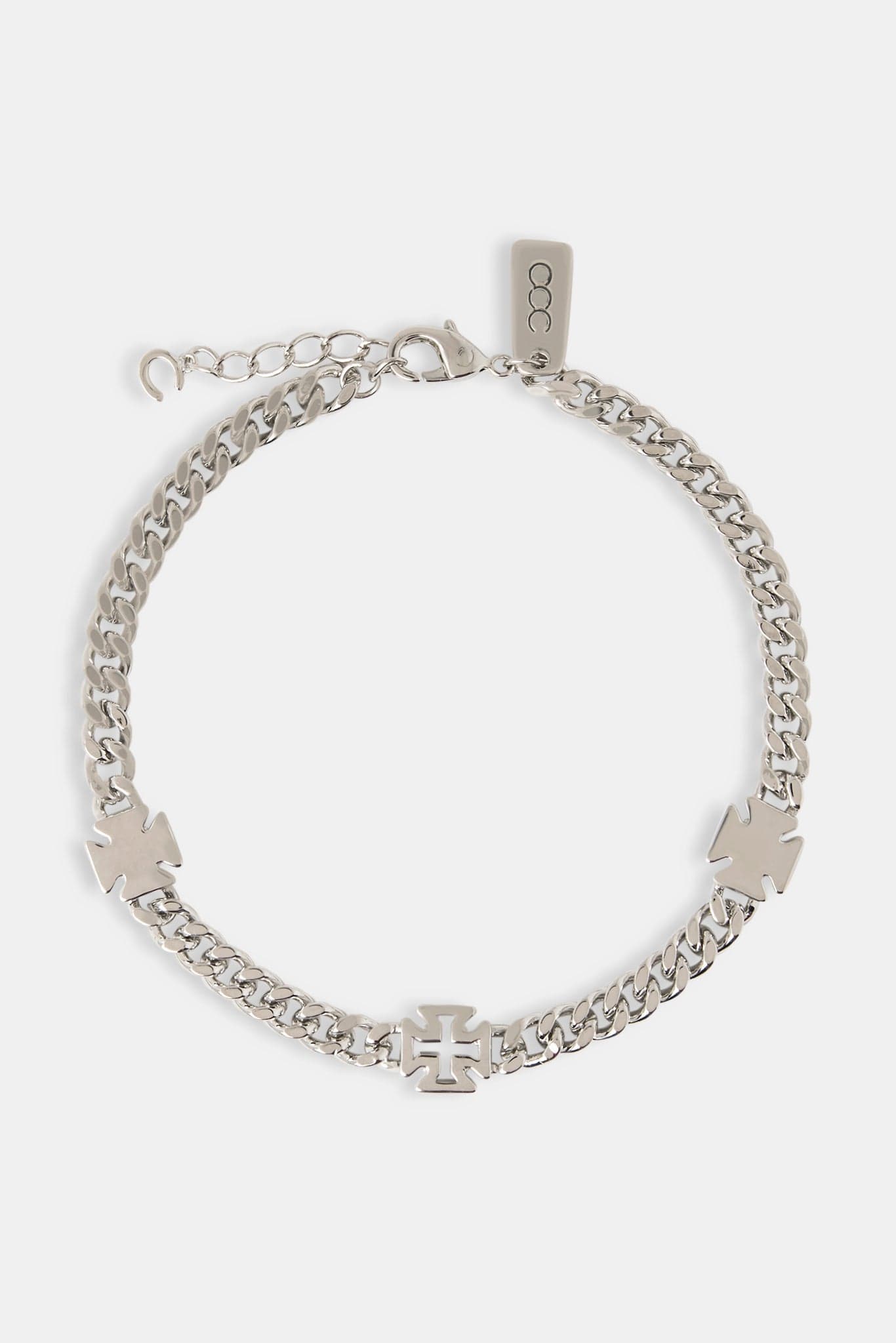 Cernucci Polished Motif & Outline Cuban Bracelet - 5mm — 7" — Side View