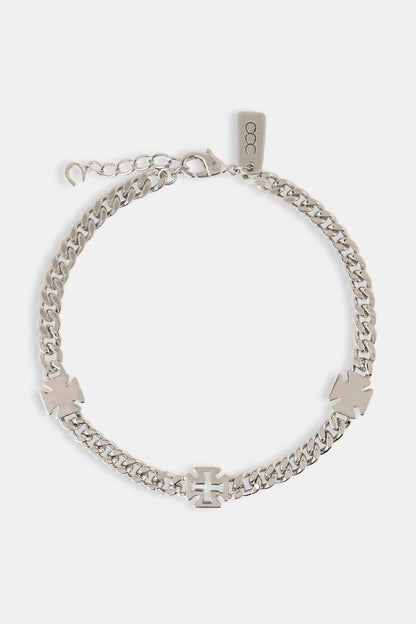 Cernucci Polished Motif & Outline Cuban Bracelet - 5mm — 7" — Side View