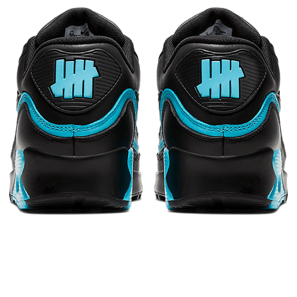 Undefeated x Nike Air Max 90 'Black Blue Fury' — UK 3 | EU 35.5 | US 3.5 — Back View