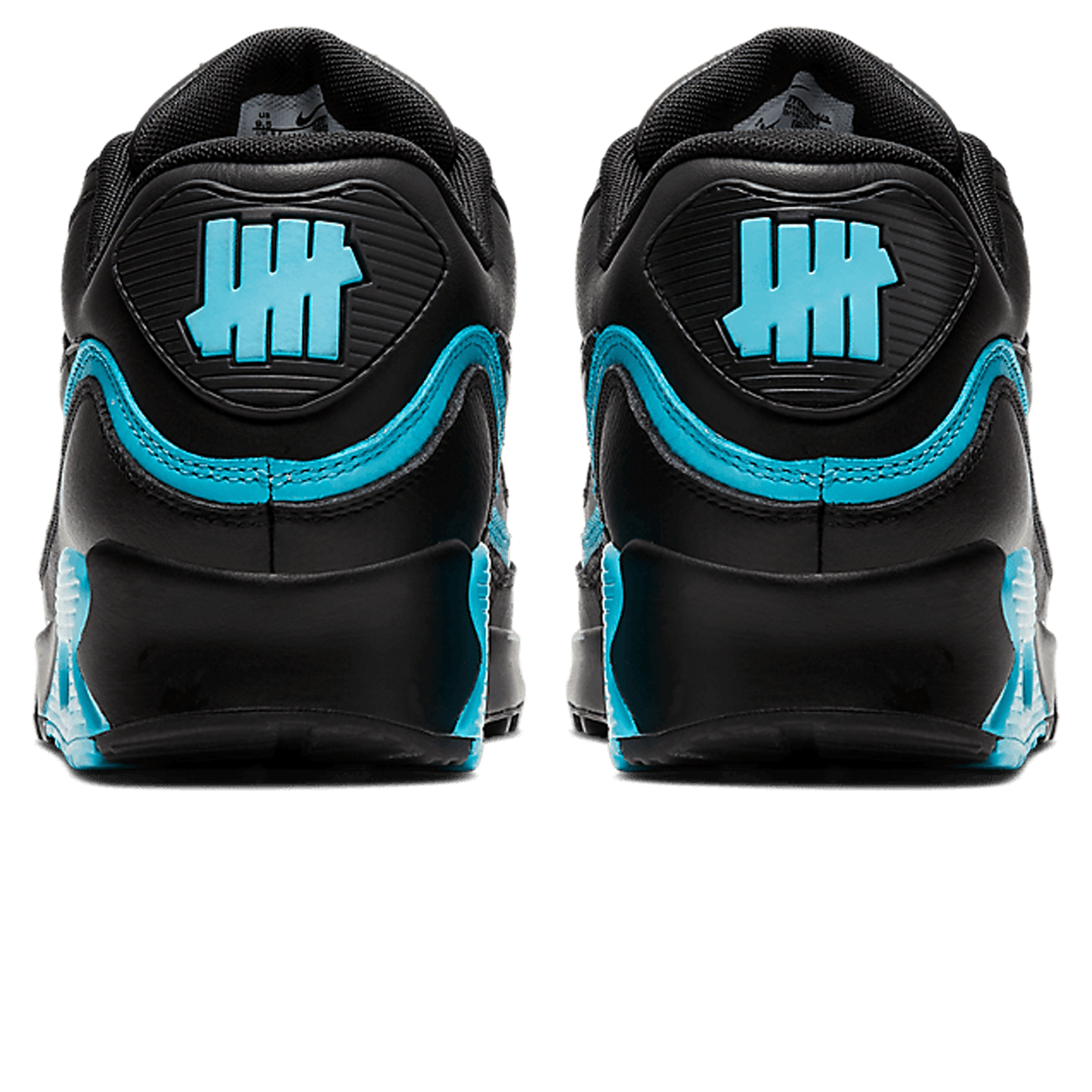 Undefeated x Nike Air Max 90 'Black Blue Fury' — UK 3 | EU 35.5 | US 3.5 — Back View